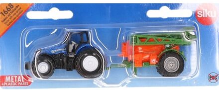SIKU Blauwe speelgoed tractor met veldspuit