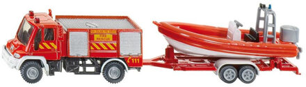 SIKU brandweer met boot speelgoed 17 cm Rood