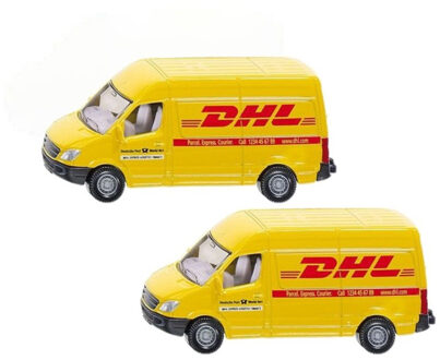 SIKU DHL bezorg busje - 2x stuks - modelauto - 8 cm - Mercedes - speelgoed auto/wagens