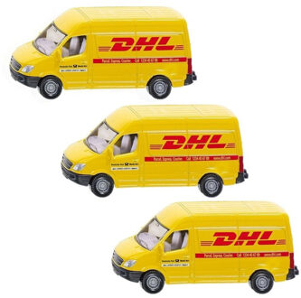 SIKU DHL bezorg busje - 3x stuks - modelauto - 8 cm - Mercedes - speelgoed auto/wagens