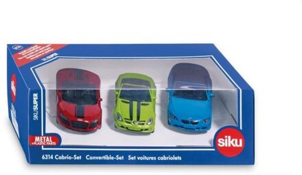 SIKU giftset cabrio 17 cm staal rood/blauw/groen 3-delig (6314)