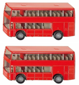 SIKU Set van 2x stuks siku Dubbeldekker bussen speelgoed modelauto 10 cm