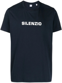 Silenzio Katoenen Print T-Shirt Aspesi , Blue , Heren - Xl,L,M