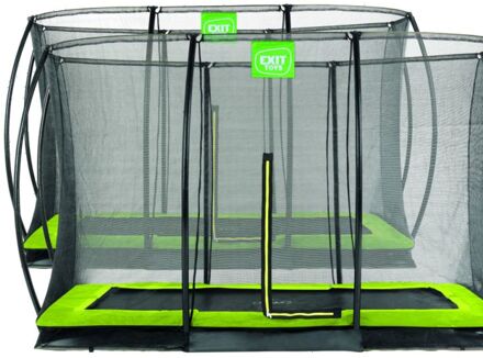 Silhouette verlaagde trampoline met veiligheidsnet rechthoekig - 214 x 305 cm - limegroen