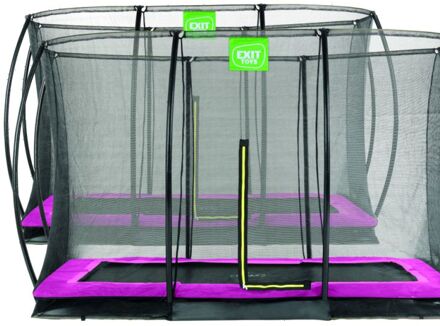 Silhouette verlaagde trampoline met veiligheidsnet rechthoekig - 214 x 305 cm - roze