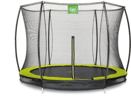 Silhouette verlaagde trampoline met veiligheidsnet rond - 244 cm - limegroen