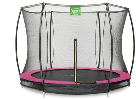 Silhouette verlaagde trampoline met veiligheidsnet rond - 244 cm - roze
