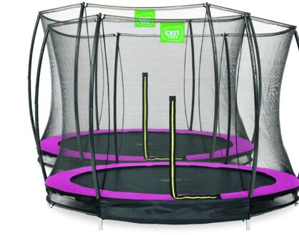 Silhouette verlaagde trampoline met veiligheidsnet rond - 244 cm - roze