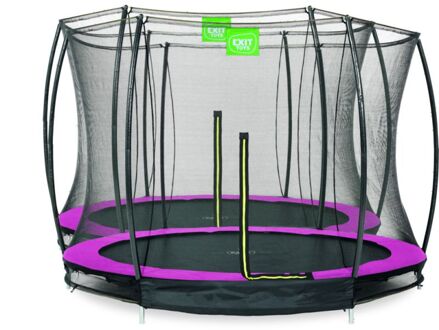 Silhouette verlaagde trampoline met veiligheidsnet rond - 305 cm - roze