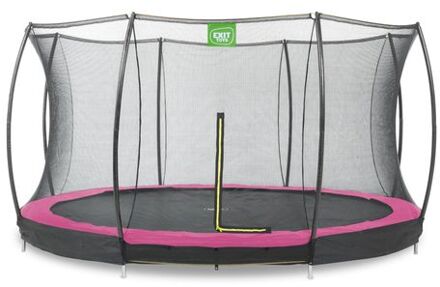 Silhouette verlaagde trampoline met veiligheidsnet rond - 366 cm - roze