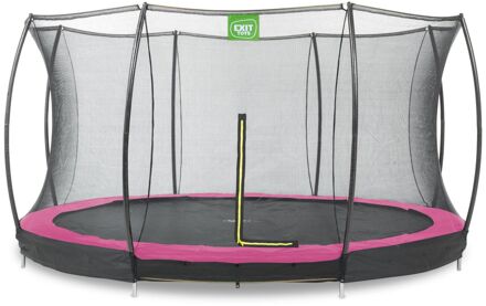 Silhouette verlaagde trampoline met veiligheidsnet rond - 366 cm - roze