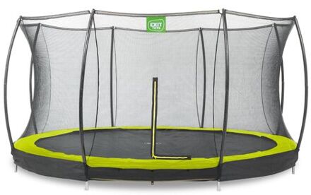 Silhouette verlaagde trampoline met veiligheidsnet rond - 427 cm - lime Groen