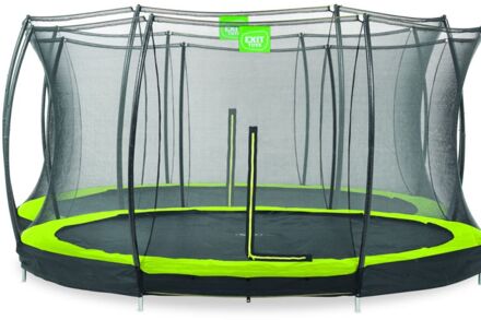 Silhouette verlaagde trampoline met veiligheidsnet rond - 427 cm - lime Groen