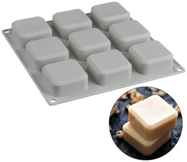 Silicon Mallen Voor Handgemaakte Zepen Diy 9 Grid Siliconen Zeep Mal Handgemaakte Zeep Maken Vierkante 3d Mallen Gereedschappen Cake Decorating gereedschap