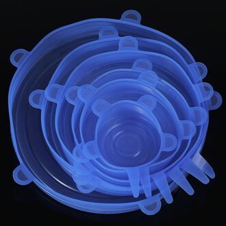 Silicon Stretch Deksels Verse Houden Cover Herbruikbare Luchtdicht Voedsel Wrap Covers Stretchy Magnetron Deksel Voor Keuken 6Pcs 6stk-blauw