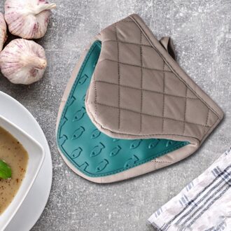 Silicone Anti-Brandwonden Hand Handschoen Clip Warmte-isolatie Mitten Keuken Bakken Tool groen D