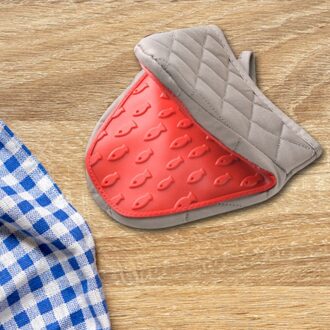 Silicone Anti-Brandwonden Hand Handschoen Clip Warmte-isolatie Mitten Keuken Bakken Tool rood B