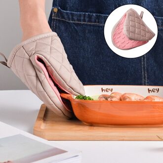 Silicone Anti-Brandwonden Hand Handschoen Clip Warmte-isolatie Mitten Keuken Bakken Tool roze A