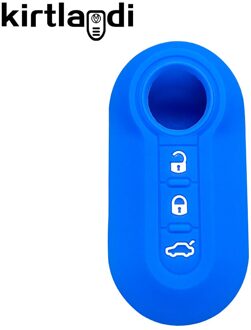 Silicone Auto Sleutel Cover Case 3 Knoppen Afstandsbediening Auto Folding Flip Key Case Voor Fiat Ducato 500 500L Panda Grande punto Lancia Musa Blauw