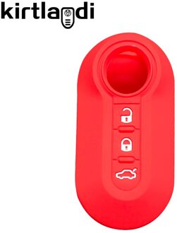 Silicone Auto Sleutel Cover Case 3 Knoppen Afstandsbediening Auto Folding Flip Key Case Voor Fiat Ducato 500 500L Panda Grande punto Lancia Musa Rood