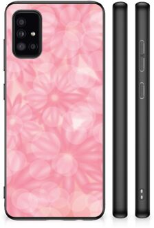 Silicone Back Case Samsung Galaxy A51 Telefoon Hoesje met Zwarte rand Lente Bloemen