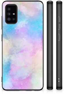 Silicone Back Case Samsung Galaxy A51 Telefoon Hoesje met Zwarte rand Watercolor Light