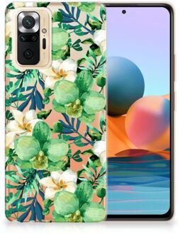 Silicone Back Cover Xiaomi Redmi Note 10 Pro Telefoon Hoesje Orchidee Groen