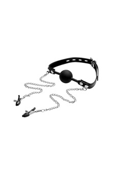 Silicone Ball Gag met Nipple Clamps - Silicone Ball Gag met Nipple Clamps