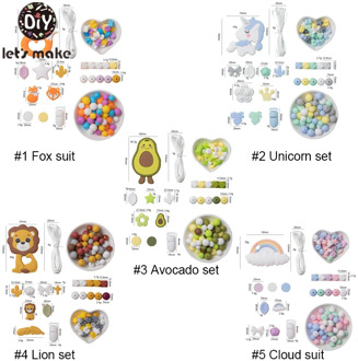 Silicone Beads Set Plastic Baby Pacifier Chain Rodent Food Grade BPA Free DIY Set Pacifier Chain Clips Nylon Rope Toys For Kids