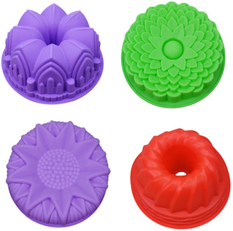 Silicone Big Cake Molds Flower Crown Shape Cake Bakeware Baking Tools 3D Bread Pastry Mould Pizza Pan DIY Birthday Wedding Party