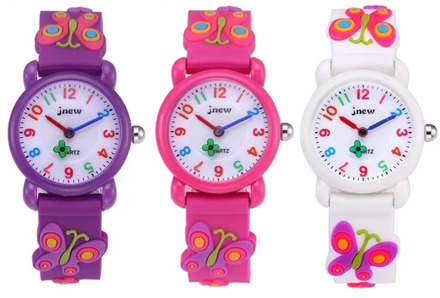 Silicone cartoon children waterproof quartz Wristwatch primary school girls watch kids watches Water Resistant 3Bar Plastic