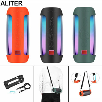Silicone Case Cover With Strap Carabiner for JBL Pulse 4 Bluetooth Speaker