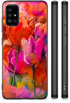 Silicone Case Samsung Galaxy A51 Smartphone Hoesje met Zwarte rand Tulips