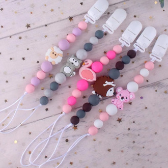 Silicone Cute Cartoon Baby Pacifier Clip Chain Cute Dummy Nipple Leash Strap for Infant Toddler Baby Feeding Anti-lost