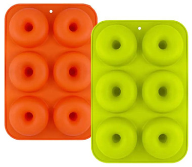Silicone Doughnut Mold Baking Mold Non-stick Suitable For Oven And Microwave Oven Green Orange Two-piece