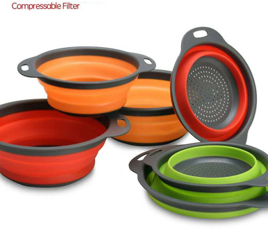 Silicone Folding Drain Basket Kitchen Gadgets Storage Tools Creative Retractable Silicone Fruit Vegetable Colander Accessories