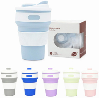 Silicone Folding Telescopic Coffee Cup High Quality 350ML Outdoor Travel Portable Coffee Water Bottle Cups BPA FREE