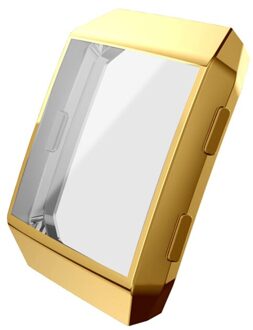 Silicone Frame Skin Cover Case Tpu Beschermende Shell Voor Fitbit Ionische Smart Horloge Screen Protector gouden