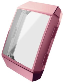 Silicone Frame Skin Cover Case Tpu Beschermende Shell Voor Fitbit Ionische Smart Horloge Screen Protector roze goud