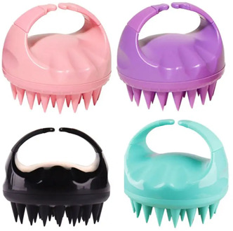 Silicone Hair Scalp Massager Shampoo Brush Wet Dry Manual Head Massage Scrubber