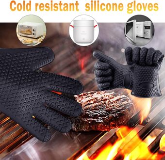 Silicone Hittebestendige Handschoenen Koken Barbecue Gants Siliconen Keuken Magnetron Wanten Oven Handschoen Thuis Hittebestendige Handschoenen