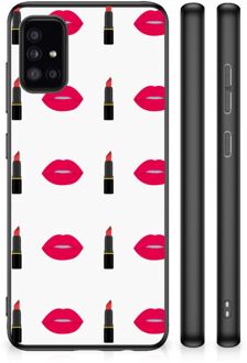 Silicone Hoesje Samsung Galaxy A51 Telefoon Hoesje met Zwarte rand Lipstick Kiss