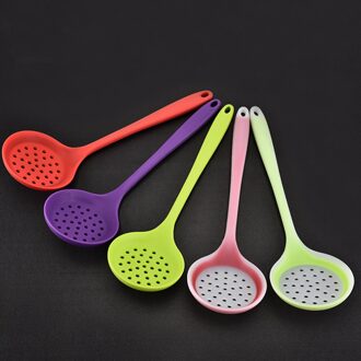 Silicone Ingelaste Skimmer Spatel Non-stick Koken Lepel Pollepel Professionele Vergiet Zeef Filter Met Lange Handvat Keuken Om