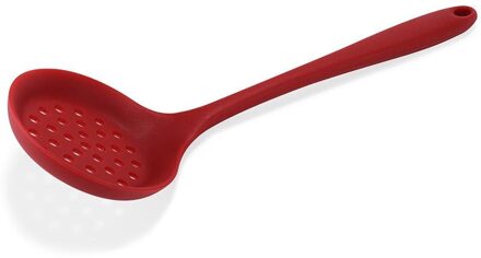 Silicone Ingelaste Skimmer Spatel Siliconen Schuimspaan Skimmer Keuken Lepel Zeef Pollepel Met Lange Handvat Soep Opscheplepel rood