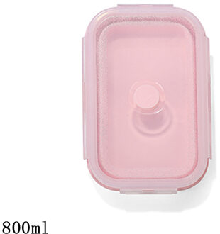 Silicone Inklapbare Lunchbox Voedsel Opslag Container Bento Microwavable Draagbare Picknick Outdoor Camping Lunchbox 800ml roze