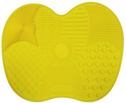 Silicone Make Borstel Pen Cleaning Pad Draagbare Praktische Duurzaam Wassen Tool Scrubber Board Mat Tandenborstel Cleaner geel
