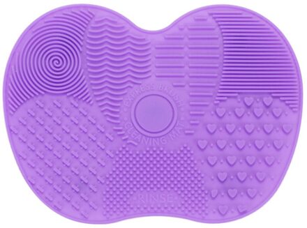 Silicone Make Borstel Pen Cleaning Pad Draagbare Praktische Duurzaam Wassen Tool Scrubber Board Mat Tandenborstel Cleaner Paars