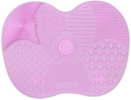 Silicone Make Borstel Pen Cleaning Pad Draagbare Praktische Duurzaam Wassen Tool Scrubber Board Mat Tandenborstel Cleaner Roze