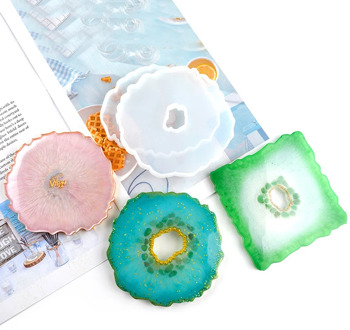 Silicone Mold Resin Clear Mold DIY Coaster Crystal Coaster Mold Home Room Table Decoration Mold Irregular Coaster Cup Mat