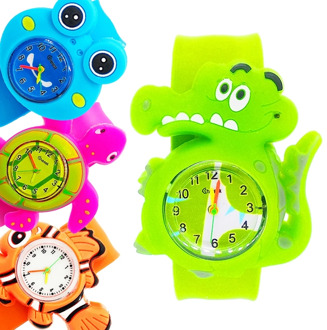 Silicone Strap Slapping Wrist Toy Children Watch for Kids Toddler Learning Time Sports Watches Cartoon Fish Frog Watch Baby Gift